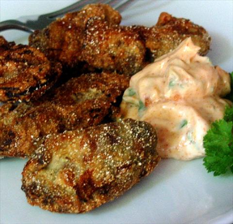 Cornmeal-Fried Oysters With Chipotle Mayonnaise. Photo by Caroline Cooks