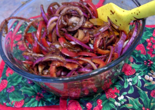 Sweet and Sour Red Onion Condiment. Photo by Derf