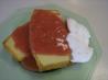 Papaya and Strawberry Coulis over Pound Cake