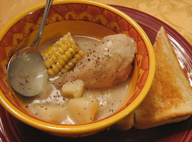 Chicken, Corn, and Potato Stew. Photo by Annacia
