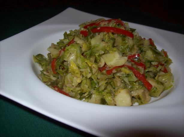 Garlicky Brussels Sprouts Saute. Photo by Jostlori