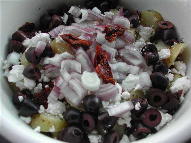 Greek Potato Salad With Sun-Dried Tomatoes. Photo by Kumquat the Cat's friend