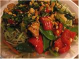 Chinese Stir-Fry over Crunchy Slaw. Photo by riffraff