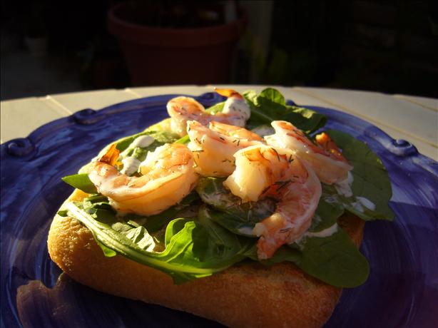 Prawn and Lime Mayonnaise Open Sandwich. Photo by cookiedog