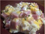 Baked Ham and Cheese in a Mashed Potato Crust