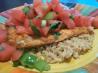 Sesame-Chile Chicken With Gingered-Watermelon Salsa. Recipe by SkinnyMinnie