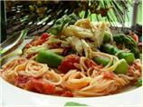 Spaghettini W/Crab, Asparagus & Sun-Dried Tomatoes