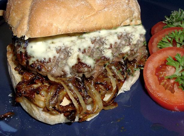 Andouille & Beef Burgers With Blue Cheese. Photo by Bergy