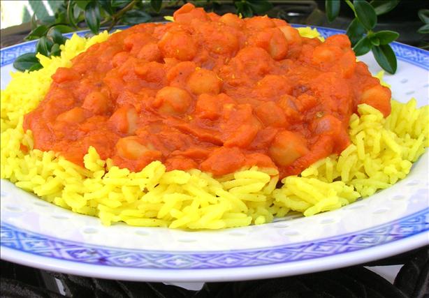 Chickpea Curry (Indian Style) over Basmati Rice. Photo by Kozmic Blues
