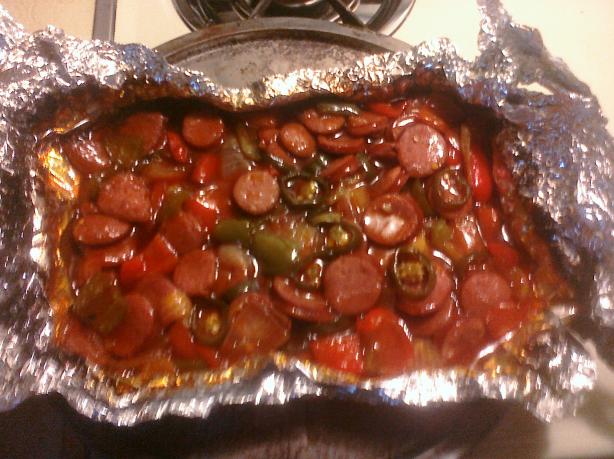 Big Ol' Mess (Smoked Sausage in Spicy Sweet Sauce). Photo by arphilly