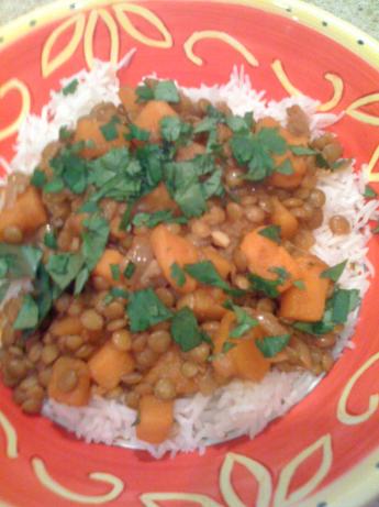 Sweet Potato and Lentil Curry With Rice. Photo by St. Louie Suzie