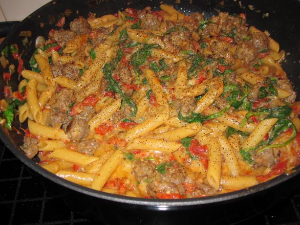 Skillet Penne and Sausage Supper. Photo by GaylaV