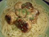 Creamy Parmesan Pasta With " Fowl Balls" (Ha Ha!)