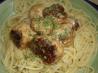 Creamy Parmesan Pasta With " Fowl Balls" (Ha Ha!). Recipe by HEP MEP