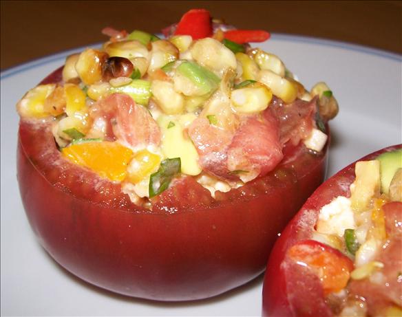 Stuffed Tomatoes With Grilled Corn Salad. Photo by Mrs Goodall