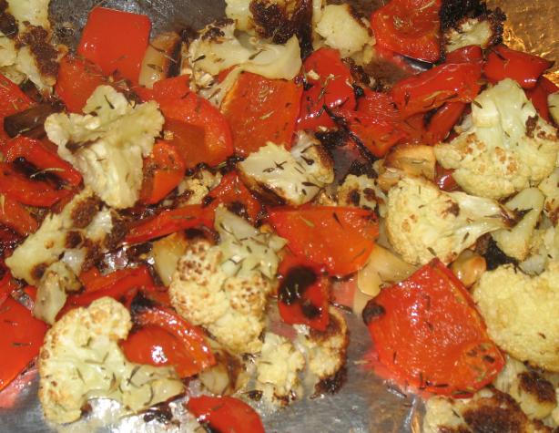 Roasted Cauliflower With Garlic & Red Peppers. Photo by Acadia*