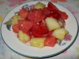 Watermelon, Cherry Tomato, Red Onion and Cucumber Salad