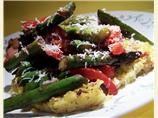 Grilled Herb Polenta  With Asparagus,  Tomatoes and Parmesan