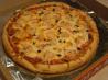 Shrimp, Sweet Onion, and Roasted Red Pepper Pesto Pizza. Recipe by ratherbeswimmin'