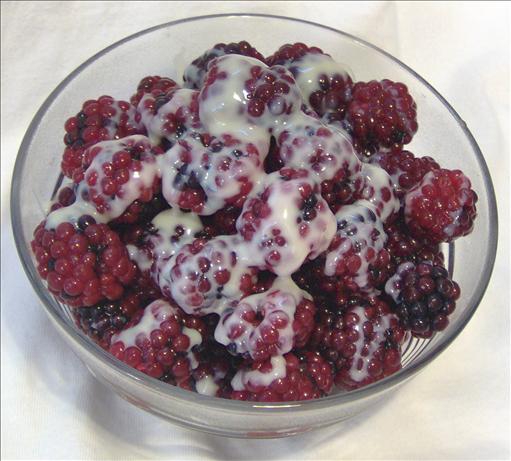 Raspberries and Sweetened Condensed Milk. Photo by Mama's Kitchen (Hope)