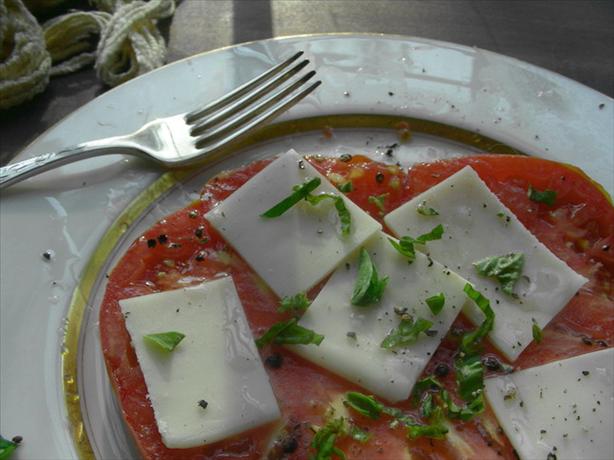 Heirloom Tomato, Mozzarella and Basil Side Dish. Photo by Andi of Longmeadow Farm