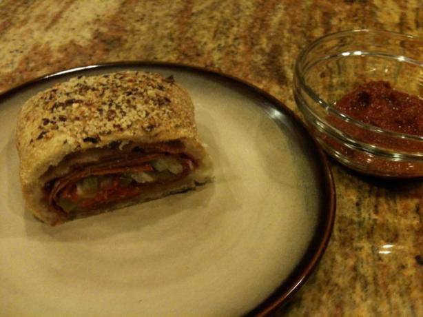 Spicy Meat and Cheese Stromboli. Photo by BabyKEsq