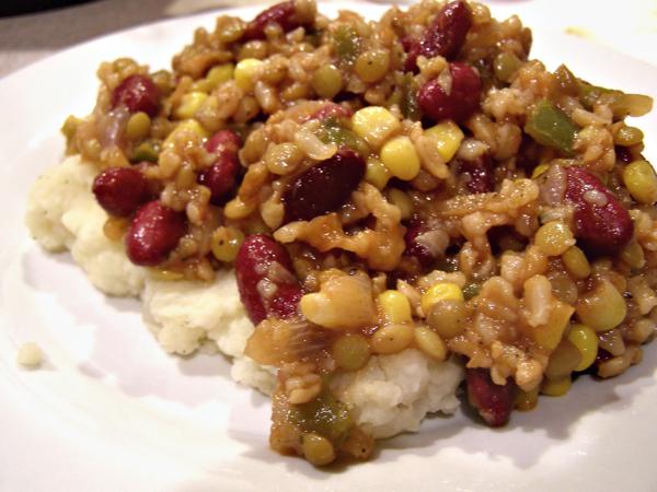 Spicy Rice, Bean and Lentil Casserole. Photo by HippieVeganMamaTo5
