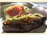 Shrimp Stuffed Eggplant (Aubergine). Recipe by Red Apple Guy
