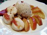 Baked Scallops With Bacon, Sauteed Apples, and Cider Sauce