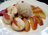 Baked Scallops With Bacon, Sauteed Apples, and Cider Sauce. Recipe by ratherbeswimmin'