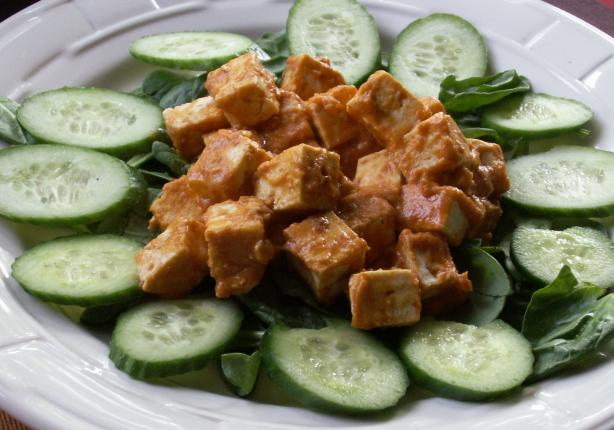 Pan Seared Tofu With Spicy Peanut Sauce. Photo by JanuaryBride