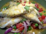 Curried White Fish With Peas and Onions