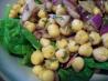 Chickpea and Spinach Salad With Cumin Dressing and Yogurt Sauce. Recipe by Whisper