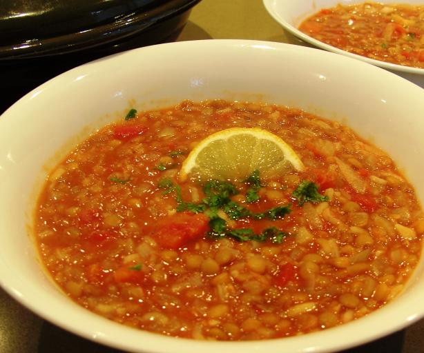Shawrbat 'adas Maa Banadoura (Lentil and Tomato Soup). Photo by JustJanS