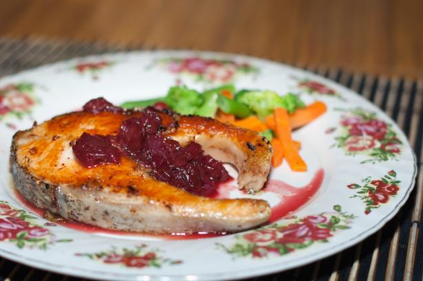 Cherry Sauce for Grilled Salmon. Photo by Peter J