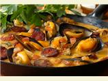 Mussels With Chorizo , Tomato and Wine