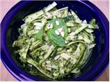 (Raw) Angel-Hair Zucchini "pasta" With Fresh Pesto. Photo by MissLinguist