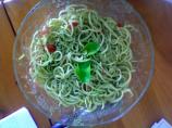 (Raw) Angel-Hair Zucchini "pasta" With Fresh Pesto