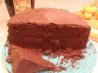Sour Cream Fudge Layer Cake With Chocolate Rum Frosting. Recipe by AnnieCan