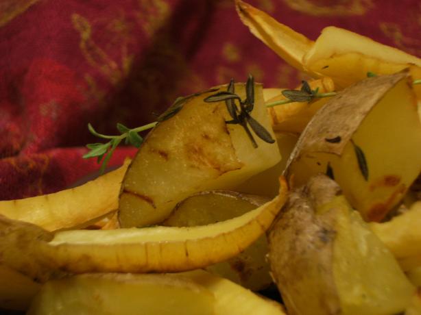 Thyme Roast Potatoes and Parsnips. Photo by Lalaloula