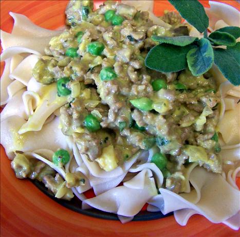 Ground Turkey With Creamy Squash Sauce  over Noodles. Photo by Rita~