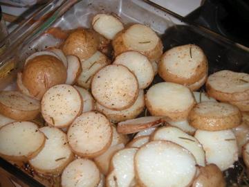 Roasted Garlic and Rosemary Potatoes. Photo by Leggy Peggy