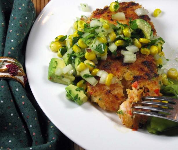 Spicy Shrimp Cakes With Corn and Avocado Salsa. Photo by dianegrapegrower