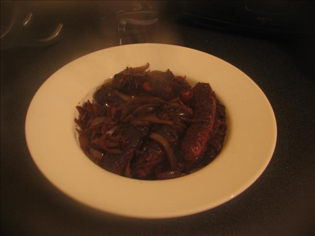 Sticky Onion Marmalade Sausages. Photo by Ozzy