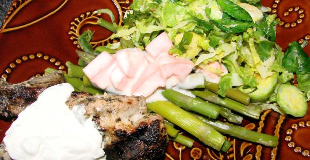 Asparagus With Fresh Tomato Yogurt Sauce. Photo by Boomette