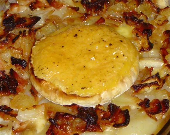 Molten French Camembert Potato Gratin With Bacon and Onions. Photo by A Good Thing