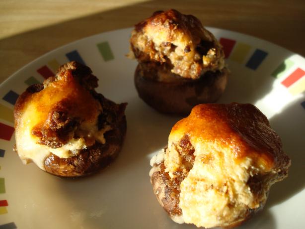 Spicy Sausage Stuffed Monterey Mushrooms. Photo by Starrynews