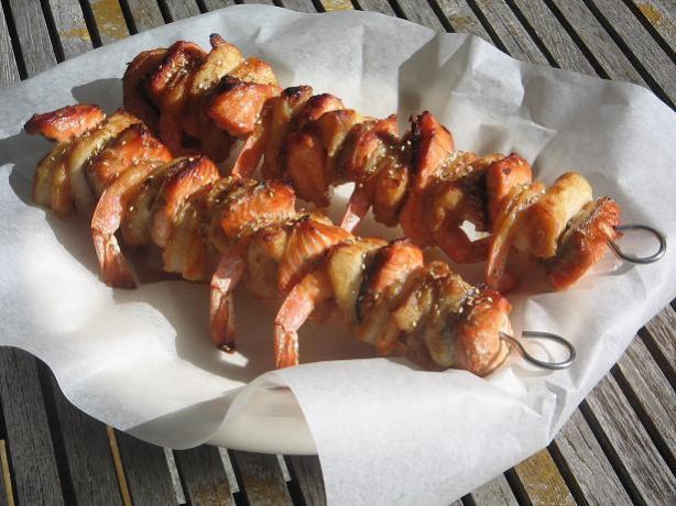 Poppy Seed Salmon Kebabs / Skewers. Photo by The Flying Chef