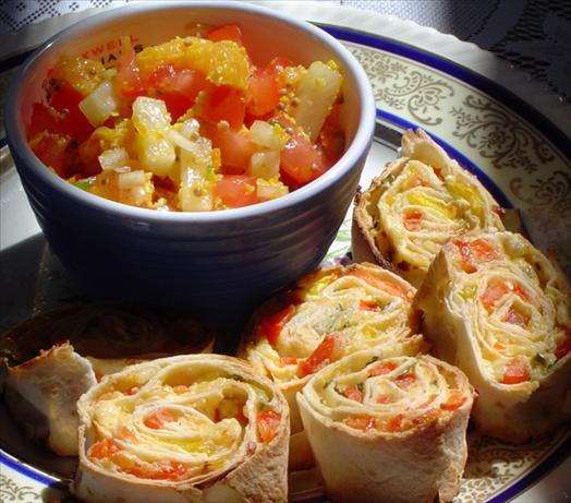 Baked Tortilla Wheels With Pineapple Salsa. Photo by A Good Thing
