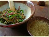 Green Pepper, Ham, and Tofu Skin With Sesame Vinegar